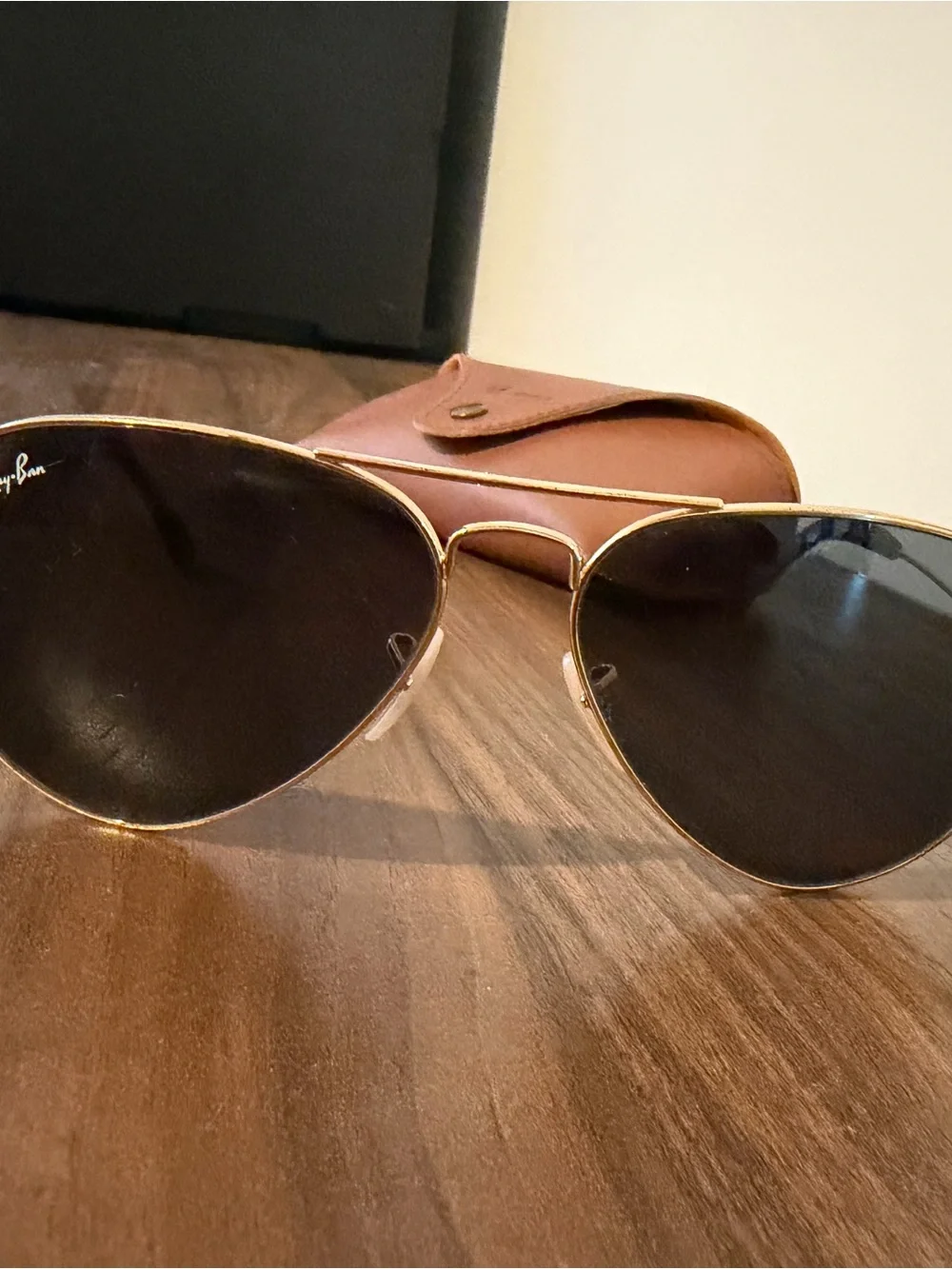 Ray-Ban Aviator Sunglasses in Gold with Black Lenses
